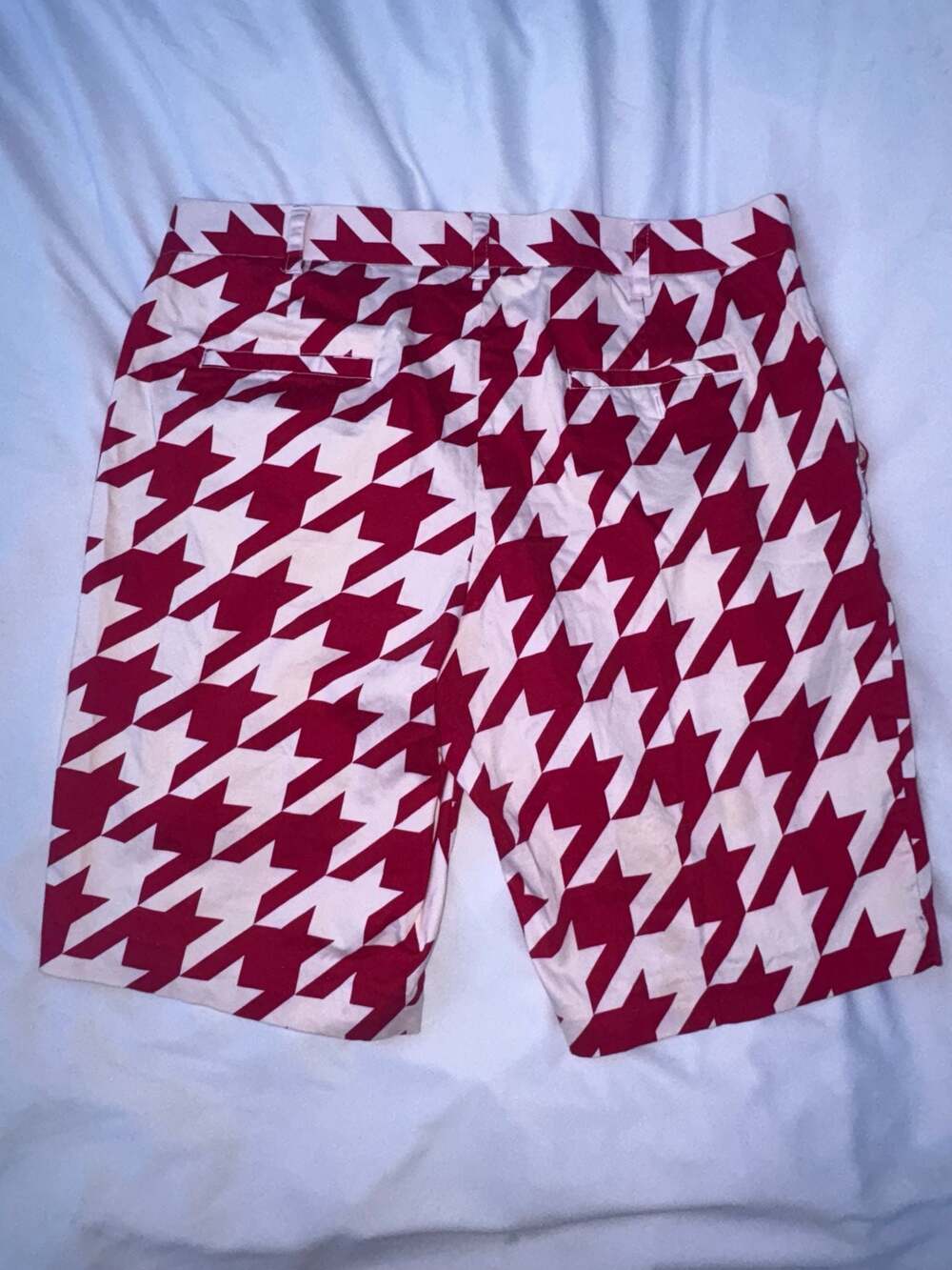Vintage Loudmouth Men's Red and White Houndstooth Golf Shorts